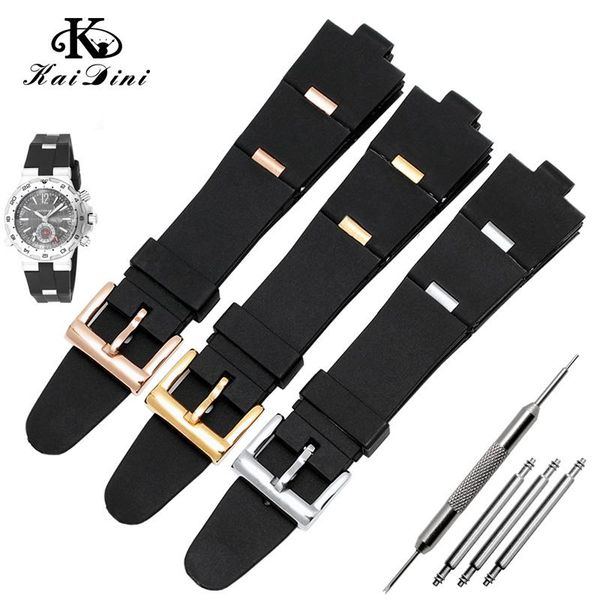

watch bands soft waterproof silicone band dp42c14svdgmt port straps for watches vintage couple 22mm 24mm, Black;brown