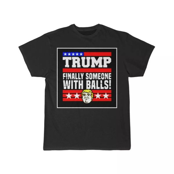 

trump 2020 finally someone with balls men's short sleeve tee, White;black