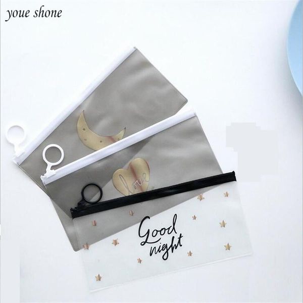 

1pcs/lot cute cartoon transparent pencil pvc bill information bag student stationery chancery penalty bags
