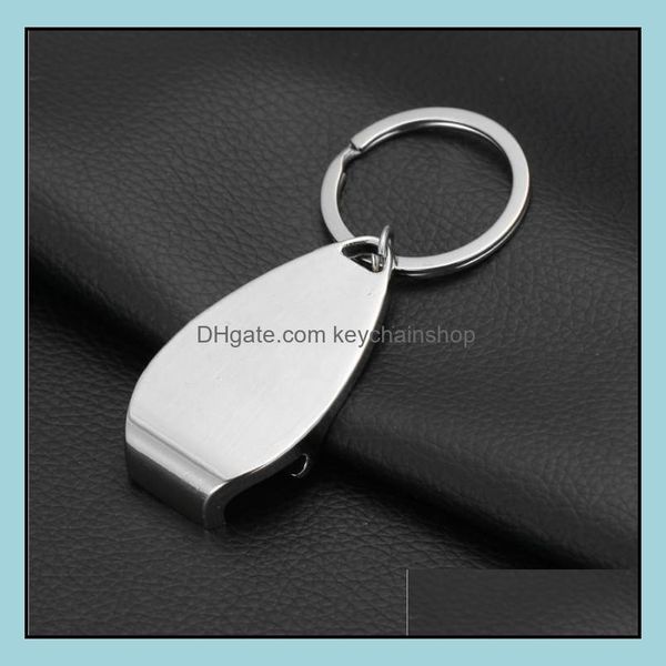 

keychains fashion aessories creative gift bottle opener keychain alloy beer metal key ring corkscrew valentines christmas drop delivery 2021, Silver