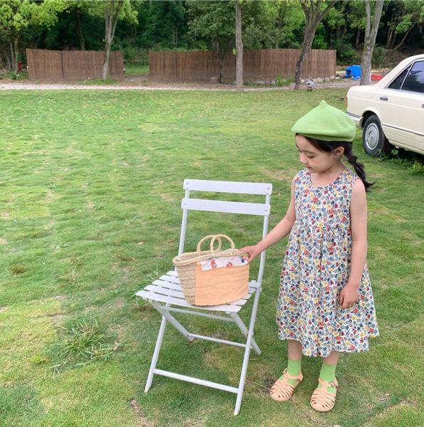 

style girls floral dress fashion summer cotton dresses 2-7 years cy963 girl's, Red;yellow