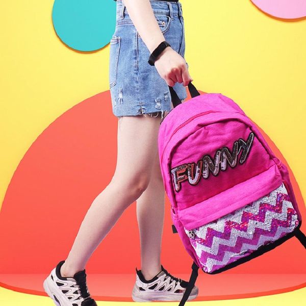 

fashion student bags sequin backpack rucksack college school bag for girls