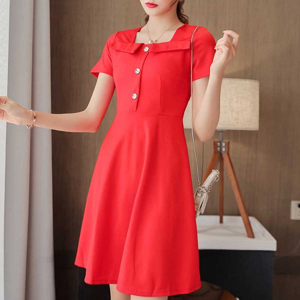 

dresses for women short sleeve woman dress vestido de mujer square collar black red chiffon dress women vestidos d625 210602, Black;gray