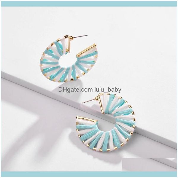 

jewelrydesigner raffia wrapped c shape hoop earrings modern fashion for women jewelry wholesale & hie drop delivery 2021 lqdb0, Golden;silver