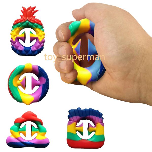 Arco-íris Snap Fidget Brinquedos Grab Sensory Popper Silicone Anti Stress Mão Grip Brinquedo Bola Snappers Undgets Squeezy Decompression Ring Push Bubble