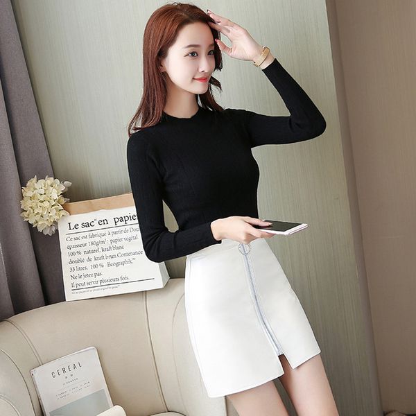 

spring summer casual pu leather skirt women elegant zipper mini a-line skirt lady skinny high waist skirts black 210419