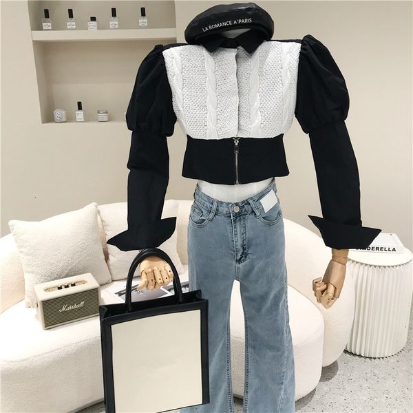 

blouses spring summer woman's niche bubble manga short shirt design, White