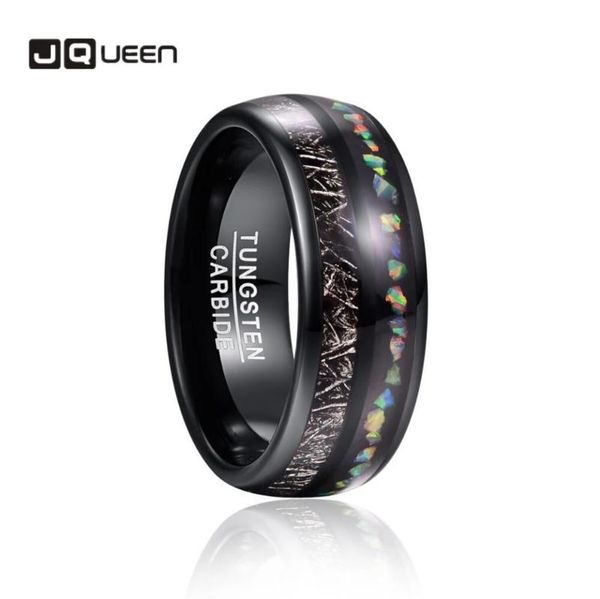

cluster rings black imitation vermiculite tungsten for men jewelry classic dome opal wedding carbide ring, Golden;silver