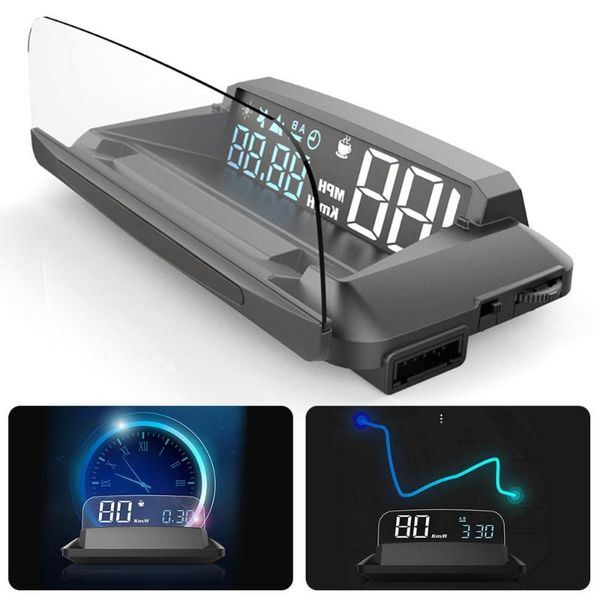 

car video l3 hud head-up display obd2 speedometer gps digital projector overspeed warning