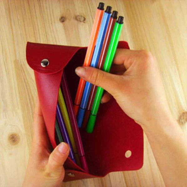 

retro makeup brushes pencil cosmetic bags case pouch holder wrap roll stationery brown pu leather beauty portable wholesale