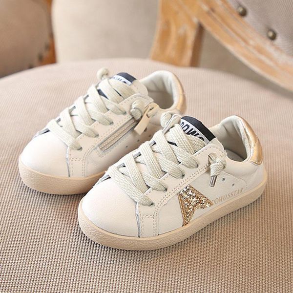 

sneakers bling sequin kids star shoes fahion children leather boys girls casual rubber bottom anti-slippery, Black;red