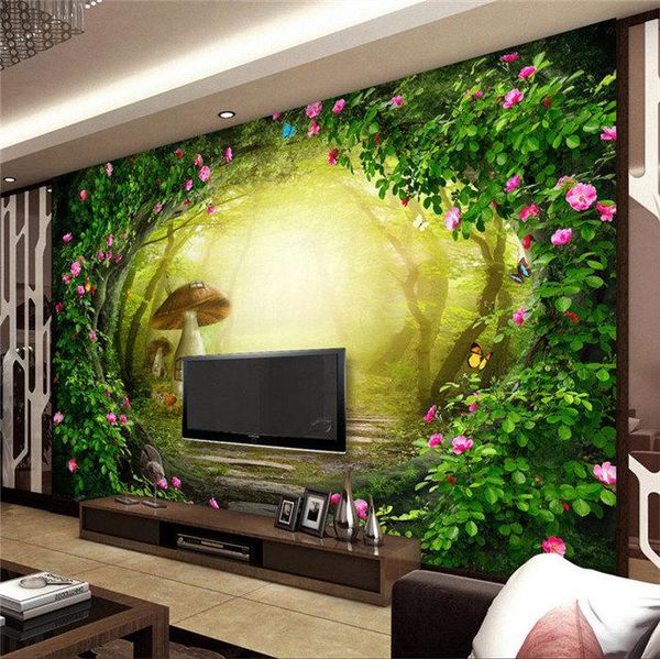 

wallpapers flower vine mushroom house forest living room background decor large custom wall mural non-woven fabric wallpaper for walls roll