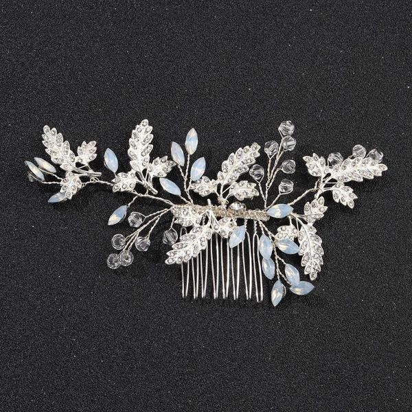 

hair clips & barrettes women side combs leaves shaped glass bridal glittery alloy accessories for bride wedding d88, Golden;silver