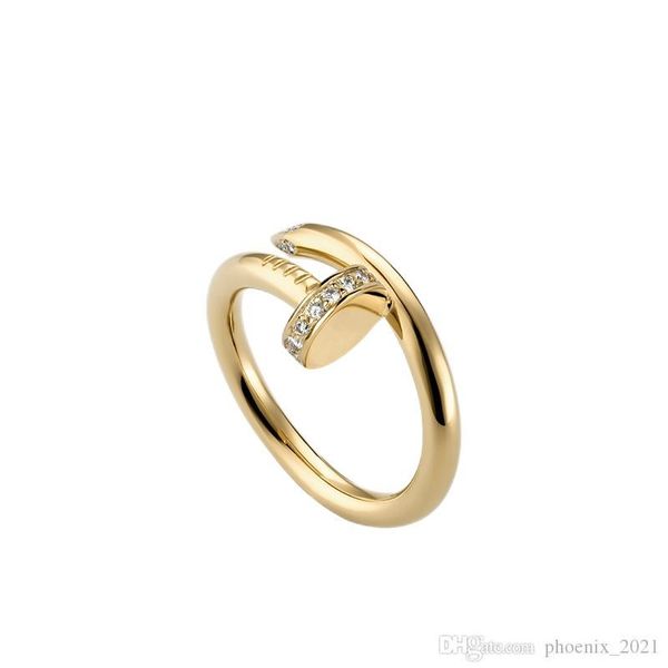 

diamond nail ring men's band rings classic luxury designer jewelry women titanium steel alloy gold-plated 3 colors gold/silver/rose nev