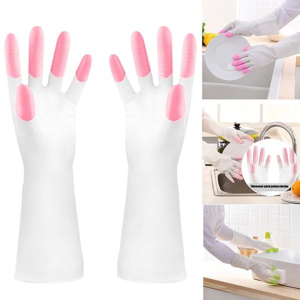 

disposable gloves 32.5cm latex reusable long pvc dishwashing for kitchen gardening ac889