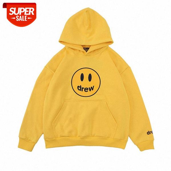 

original european and american multicolor smiley face hooded sweater simple loose printed plus velvet couple men #v26g, Black