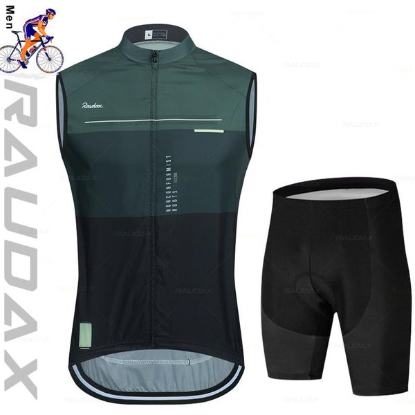

raudax cycling vest set quick-drying and breathable sleeveless bike bicycle undershirt jersey windproof clothing gilet racing sets, Black;blue