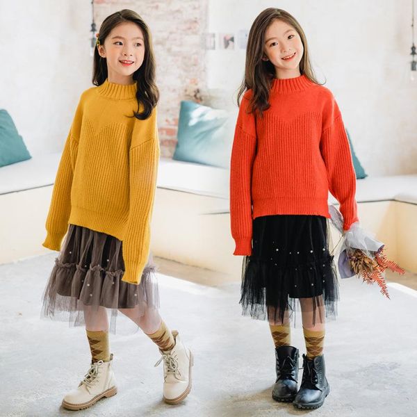 

pullover girl sweater kids babyÂ outwear Â 2021 vintage thicken warm winter autumn long sleeve knitting children clothing, Blue
