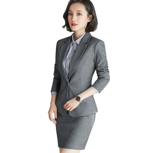 

fashion formal pants suits women business interview long sleeve slim blazer and trousers office ladies plus size work wear women's two, White