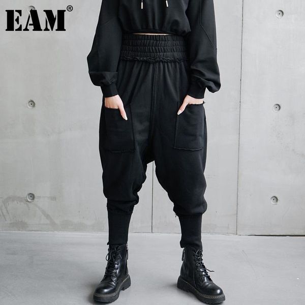 

women's pants & capris women's [] high elastic waist black brief long harem trousers loose fit women fashion tide spring autumn 20, Black;white