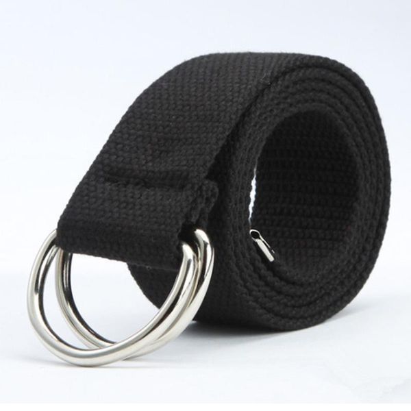 

belts casual canvas fabric belt strap d ring buckle webbing waist band jeans 5 colors cinturones hombre, Black;brown