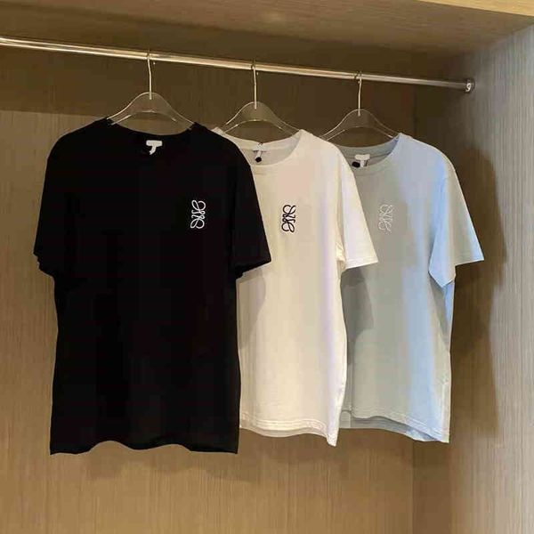 

2022 factory wholesale new 21 spring and summer fashion luojia chest side embroidery simple fresh leisure comfortable couple short sleeves, White