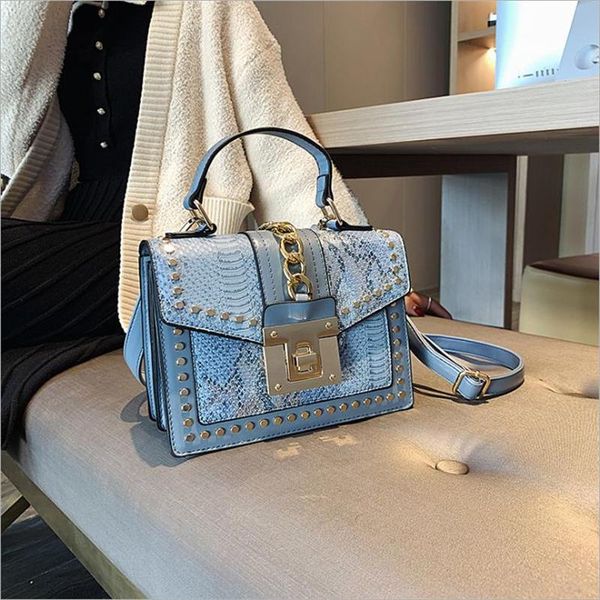 

evening bags flap bag handbags for women shoulder snake skin rivet fashion 2021 torebka damska sac a main bolsos para mujer bolsa canta