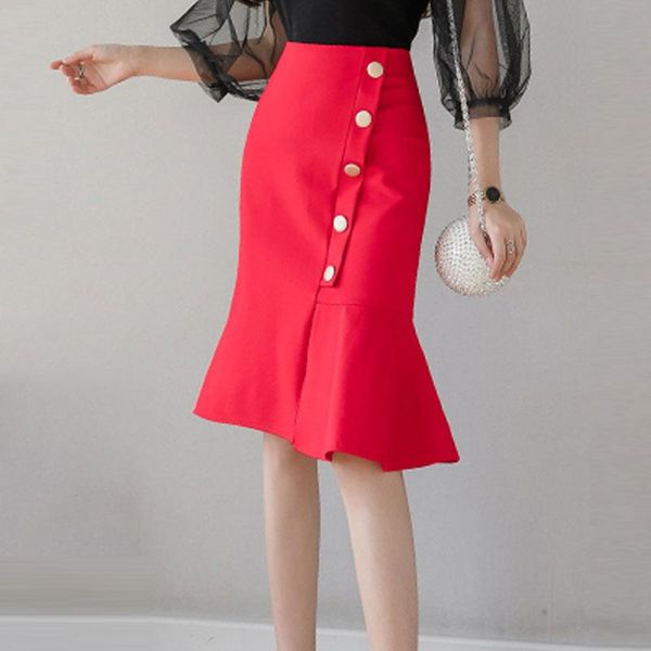 

skirts plus size womens faldas mujer moda 2021 fashion black pencil skirt office korean women red midi jupe femme