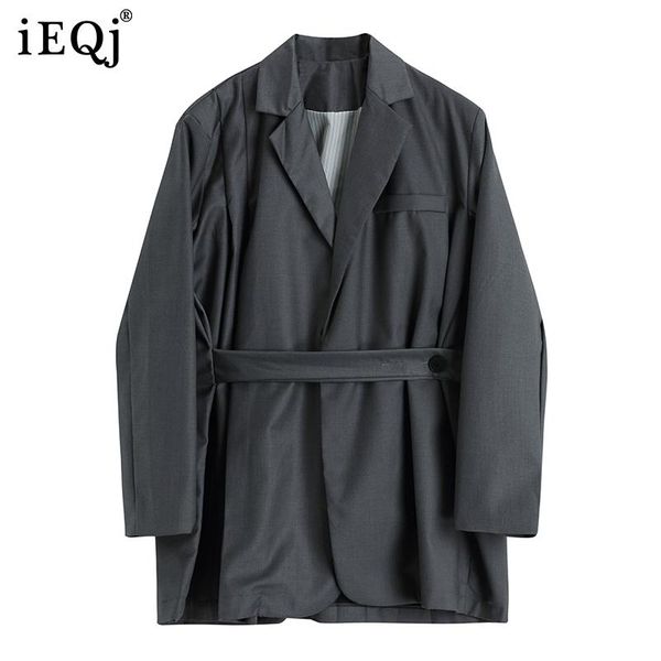 

women's suits & blazers ieqj women gary big size minimalism office lady pleated belt blazer notched long sleeve loose fashion autumn 20, White;black