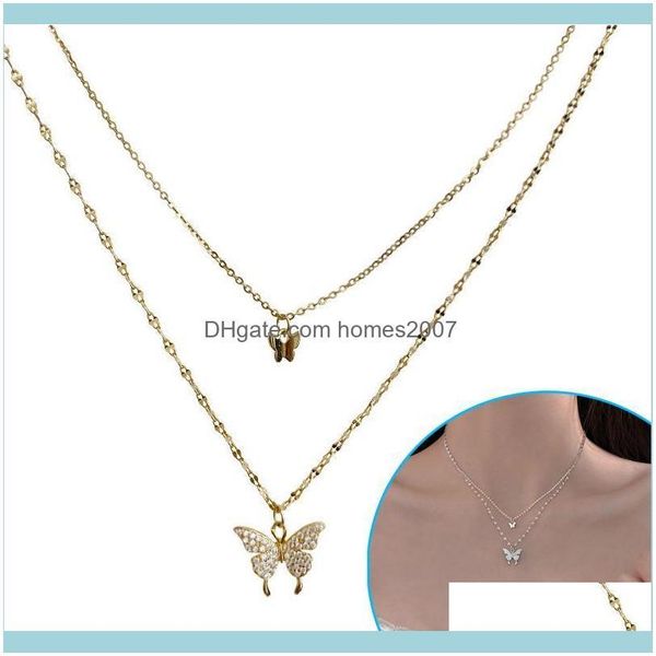 

necklaces & pendants jewelrysier double butterfly pendant clavicle chain womens necklace jewelry gift nov99 chains drop delivery 2021 9hjfq, Silver