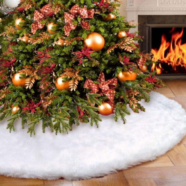 

christmas decorations tree skirt plush decor beautiful delicate white 90cm/122cm xmas ornament carpet soft