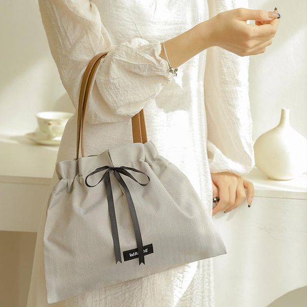 

storage bags product solid color drawstring bag portable ladies shoulder shopping casual all- handbags travel organizer