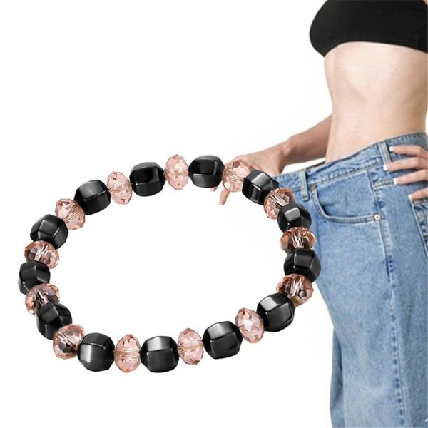 

link, chain weight loss magnetic bracelet charm bracelets for men women twisted magnet health slimming bangles jewelry, Black