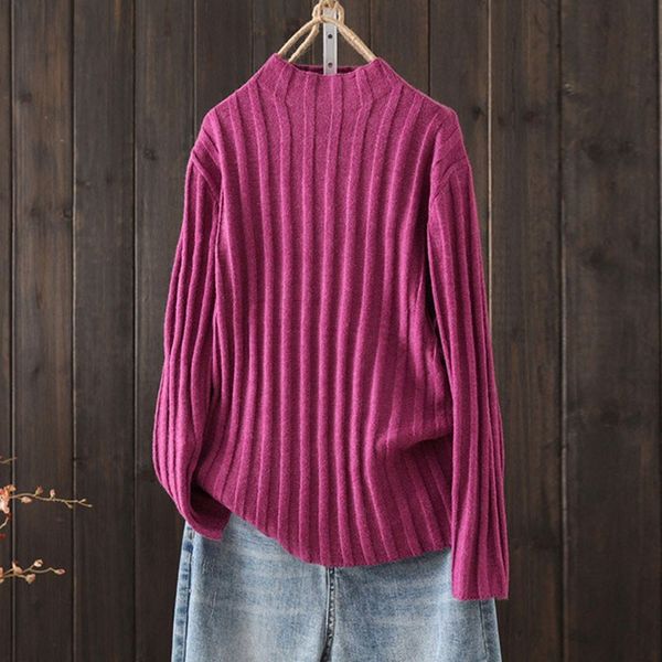 

johnature autumn winter 6 color half high collar knitted bottoming sweaters simple comfortable women pullover knitwear 210521, White;black