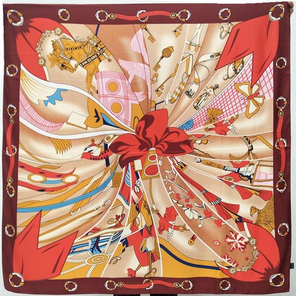 

scarves women's print silk scarf parchwork sunscreen shawl in spring and summer 130*130cm, Blue;gray