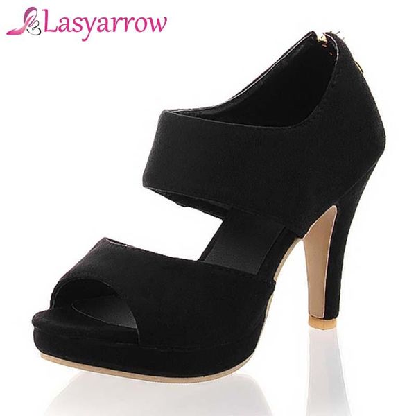 

lasyarrow ladies shoes high heels cut outs gladiator rome woman peep toe female sandals casual summer heel shoesrm861, Black