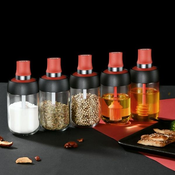 

storage bottles & jars 250ml pepper cruet oil bottle spoon cover glass kitchen moistureproof honey seasoning condiment jar tank