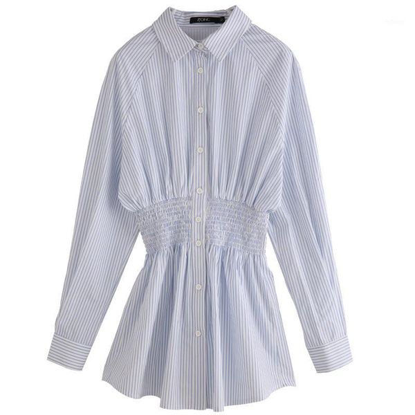 

women's blouses & shirts 2021 design stretch waist striped shirt women, White