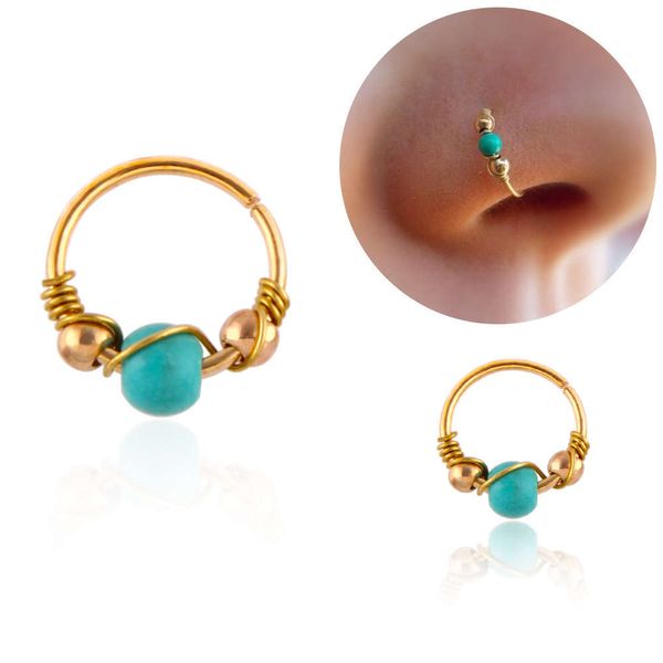 

turquoise wire wound nose ring nail ornament ear bone human body puncture