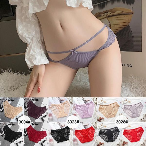 

women's panties 4 pieces/ product japanese lace underwear soft seamless low waist transparent women, Black;pink