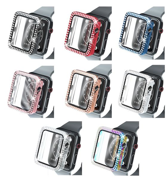 PC Diamond temperos de protetor de tela de vidro temperado para Apple Watch Iwatch Series 6 5 4 3 2 1 44mm 40mm 42mm 38mm Tampa do para -choque