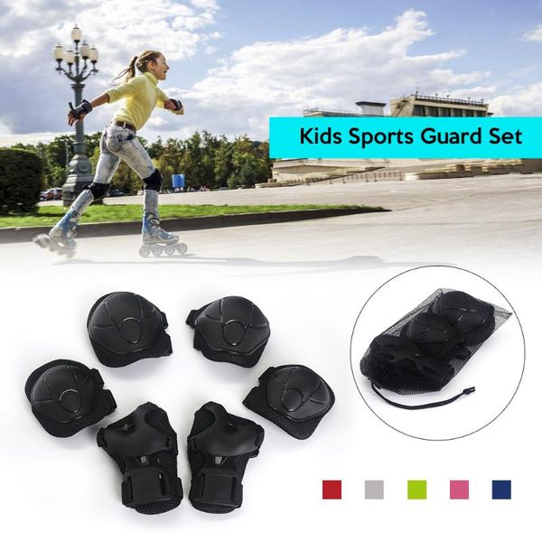 

lixada 6pcs protective pads set kids youth cycling roller skating skateboard elbow knee hands wrist safety protection guard &, Black;gray