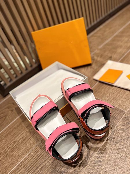 

sandals women slipper men slides waterfront brown leather sandal womens high heels mens shoes with orange box and dust bag 0413, Black