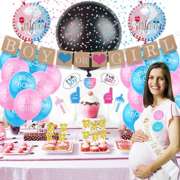 Partys Decorations Balloon Baby Gender Secret Party Decor Boy or Girl Balloons Supplies Air Ball globes 0150