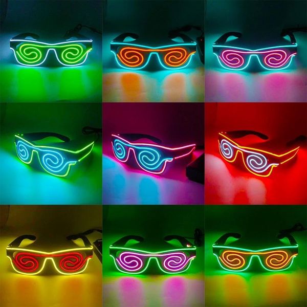 Оформление партии Светодиодные Ожереные Очки Neon Rave Glasses Солнцезащитные очки Светящиеся Костюмы для мигающих очков Светящиеся Рождество