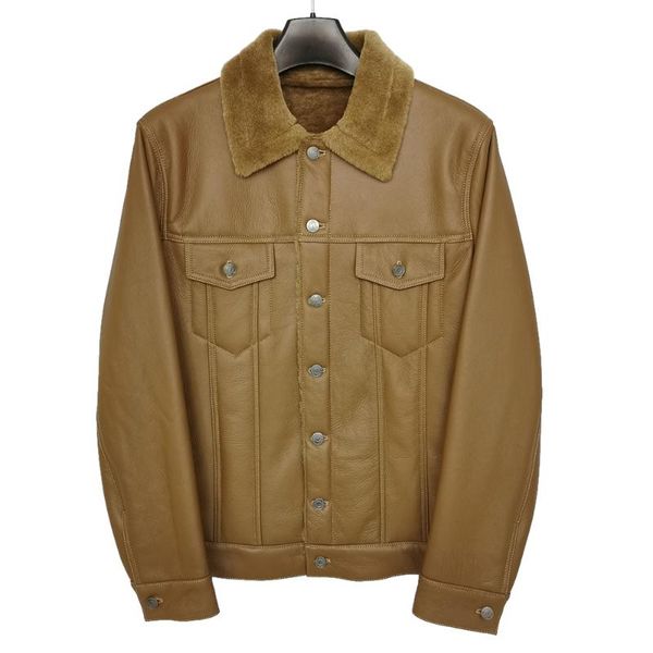 

men's leather & faux clearance super factory quality men shearling coat warm 100% natural fur winter 3 colors m492, Black