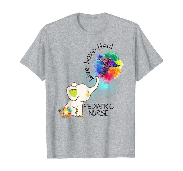 

elephant live love heal pediatric nurse cute nurse gifts t-shirt, White;black