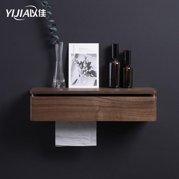 

bathroom wall hanging toilet paper box towel rack household punch-storage wood holders