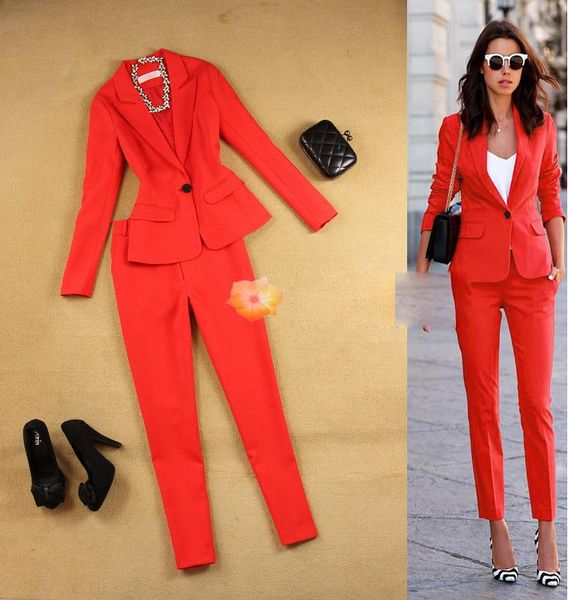 

women's suits & blazers fashion women pants slim work wear office ladies long sleeve blazer set costumes for with, White;black