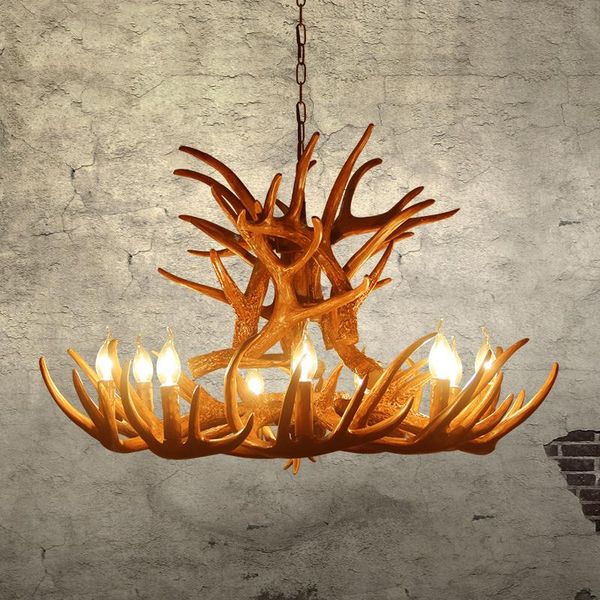 

chandeliers modern resin antlers led living room dining industrial style decorative lamps retro el bar lighting lustres